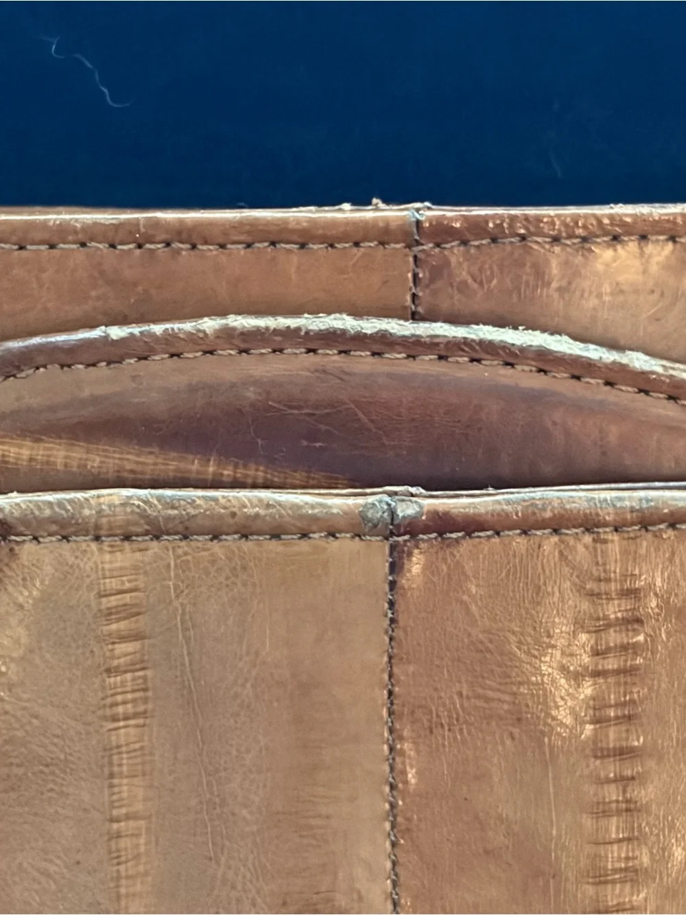 Eel skin Leather Briefcase in Tan - Classic Professional Carry handles